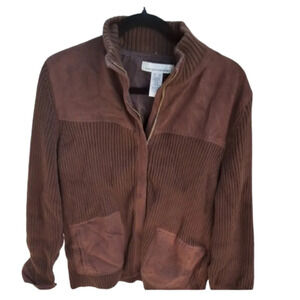 Jones NY‎ faux suede zip cardigan unisex XL